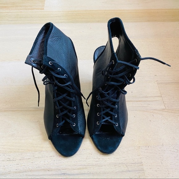 ACNE tie wedge leather/suede trim sandal Y2k - Picture 2 of 4